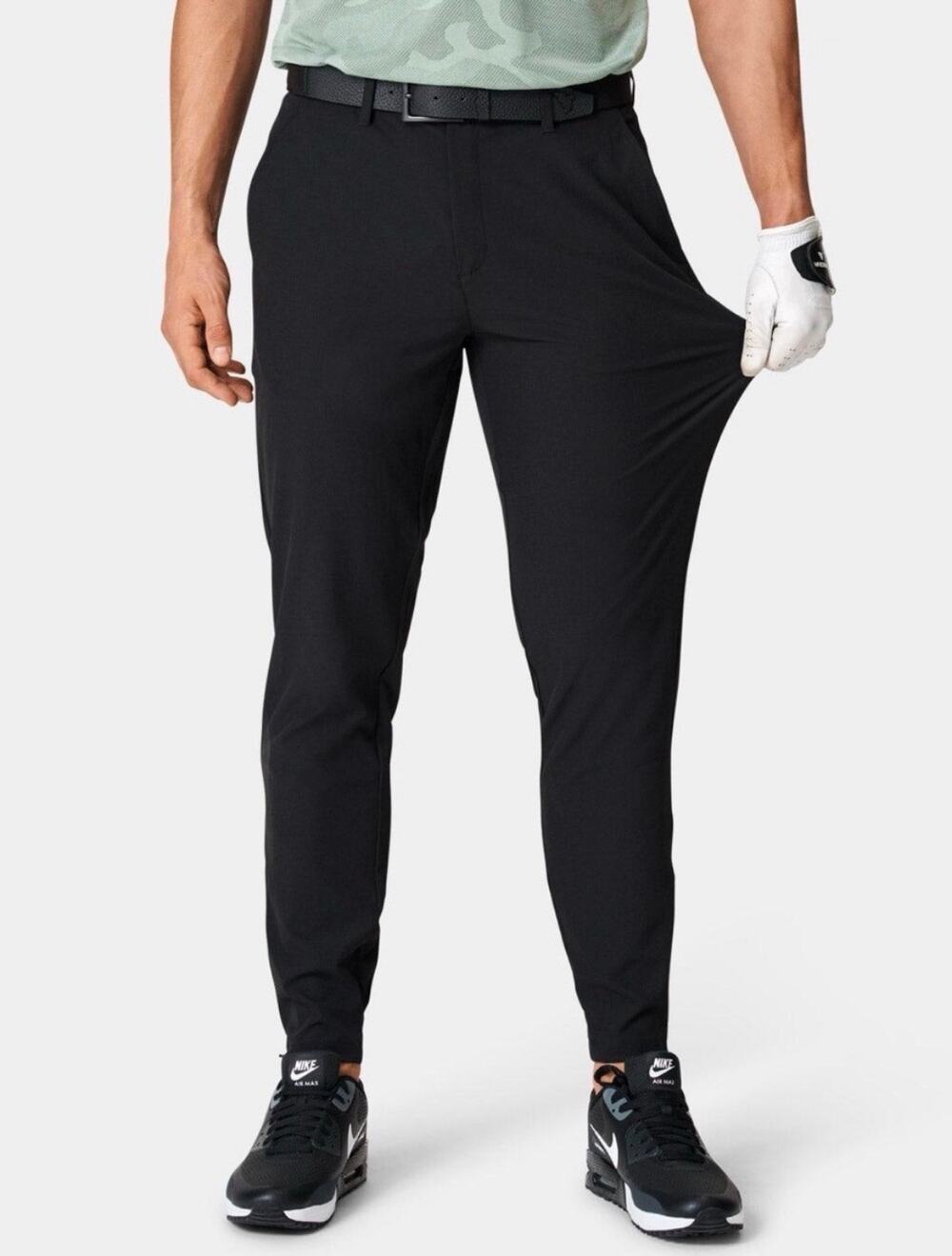 Macade Men’s Golf Pant Trouser Slim Black Athletic 38 Regular Zip Hem